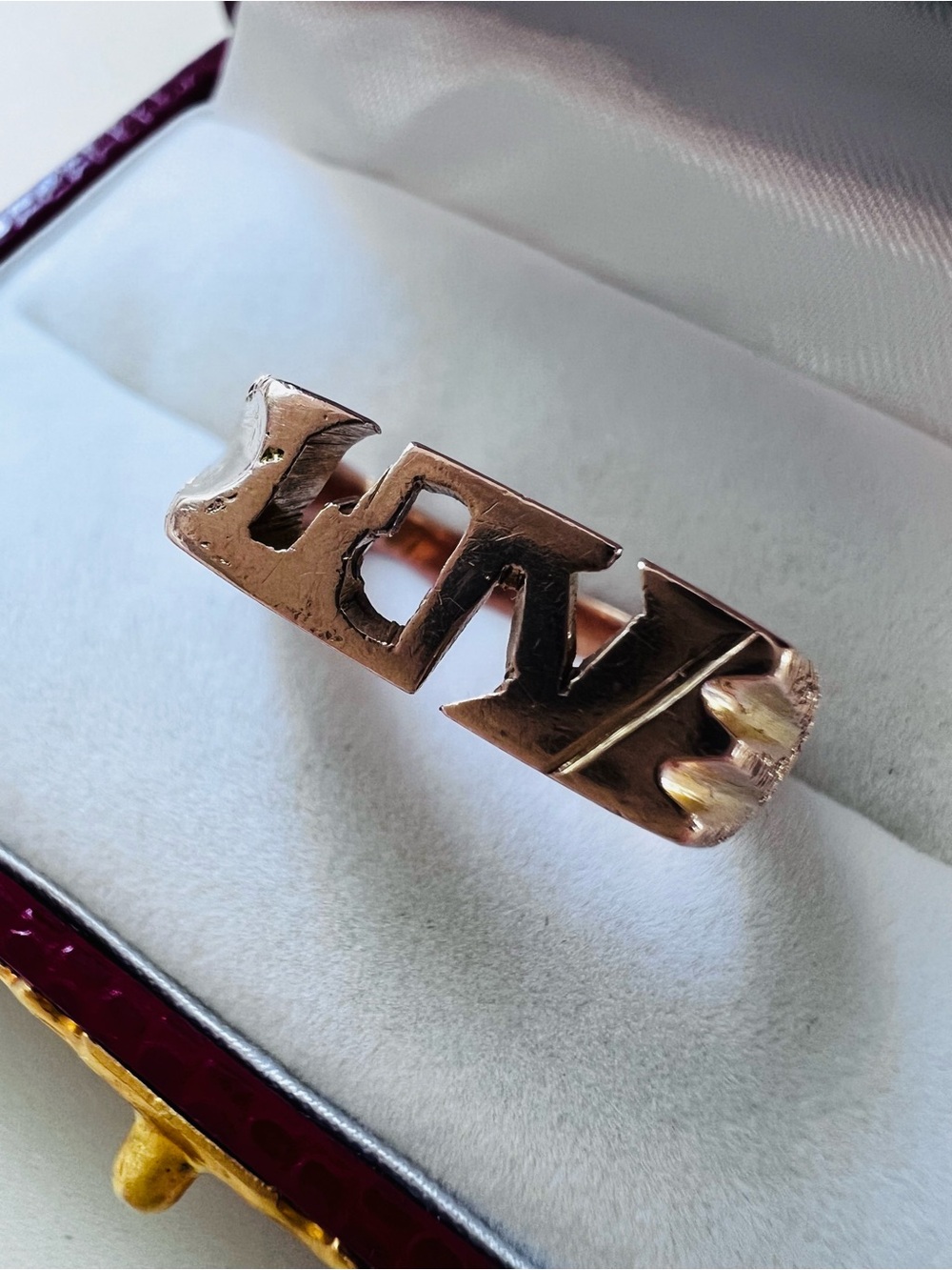 Solid 10K Gold Vintage 1970s LOVE Ring Custom Men's Gold Ring